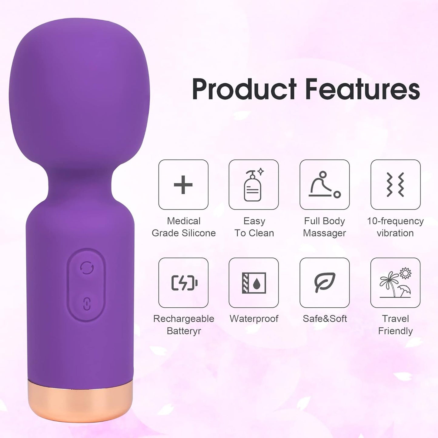 Blissed NYC Mini Wand Silicone Massager - Cordless, Quiet & Waterproof
