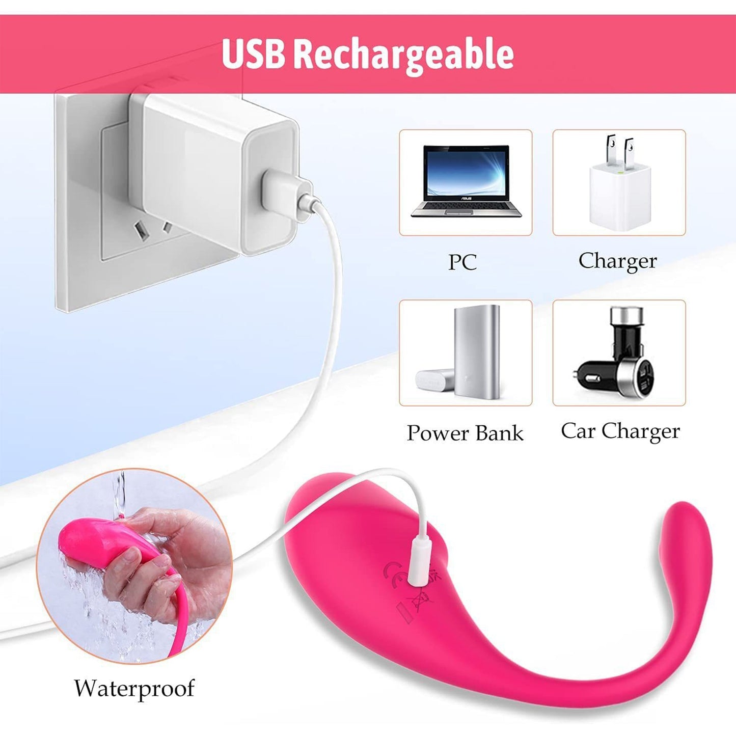 Blissed NYC U-Shape Silicone Bullet Massager - App-Controlled, Cordless & Waterproof