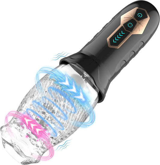 Blissed NYC Rechargeable Rotating & Vibrating Stroker - 360° Rotation, 10 Vibration Modes, Soft Silicone Sleeve