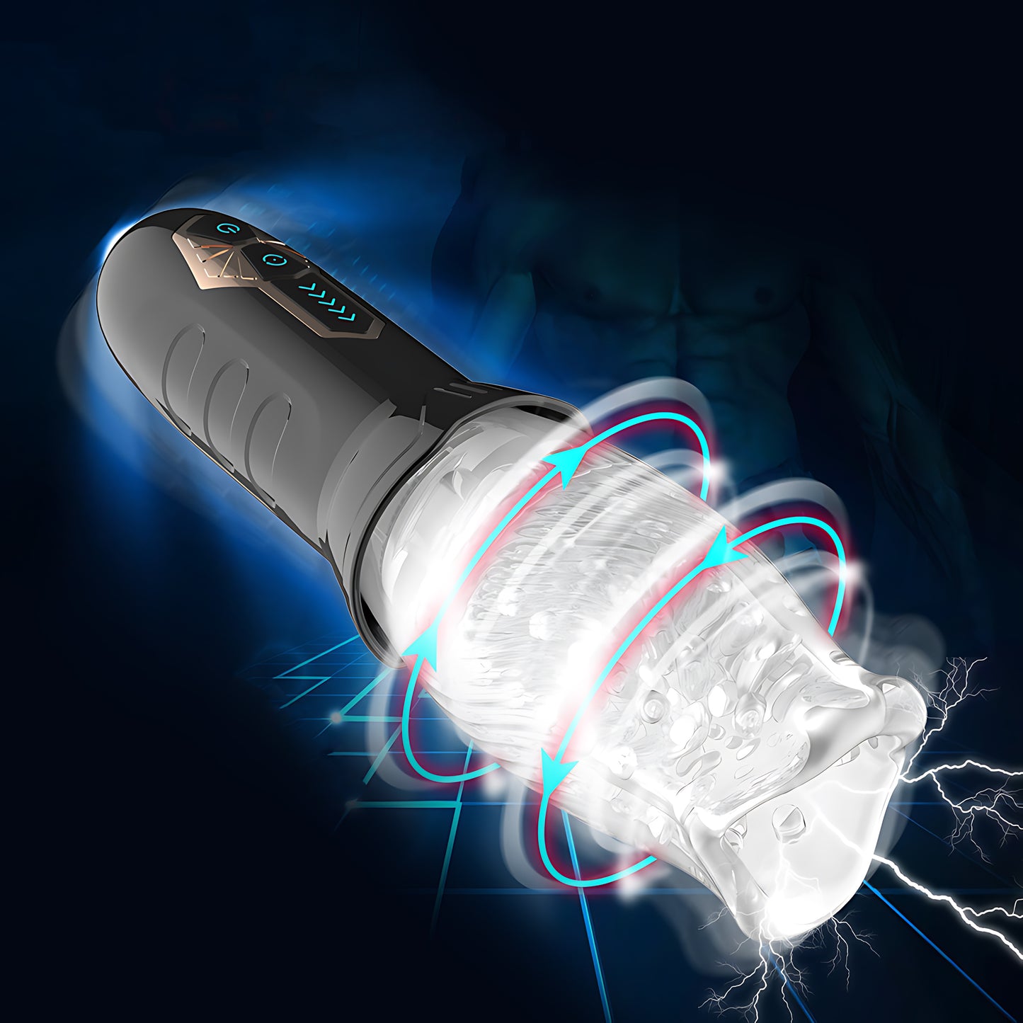 Blissed NYC Rechargeable Rotating & Vibrating Stroker - 360° Rotation, 10 Vibration Modes, Soft Silicone Sleeve